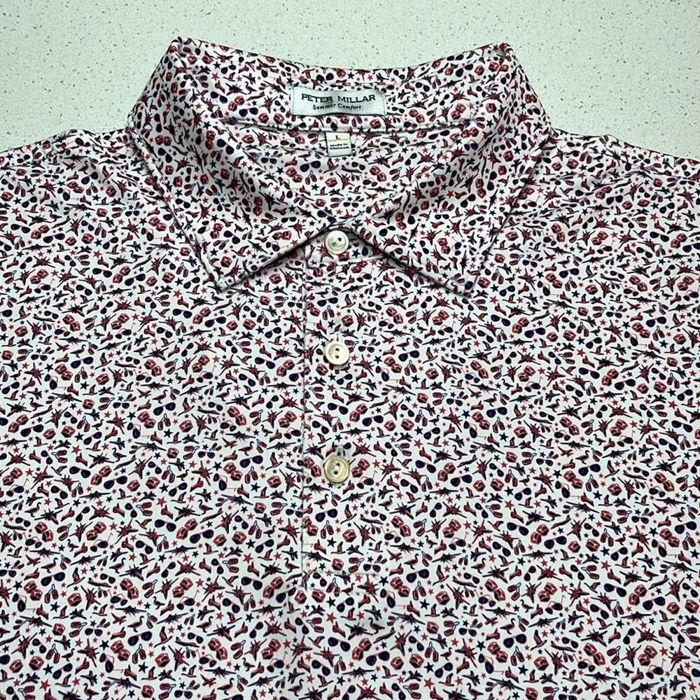 Peter Millar Summer Comfort Micrprunt Polo Mens Large w/sleeve emblem